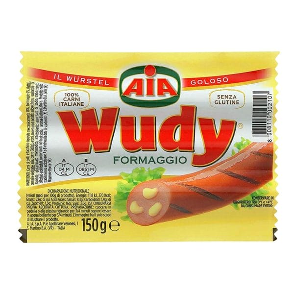 Aia Wudy Wurstel con Formaggio - 150 gr