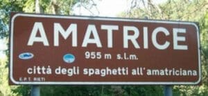 cartello comune di amatrice - città degli spaghetti all'amatriciana