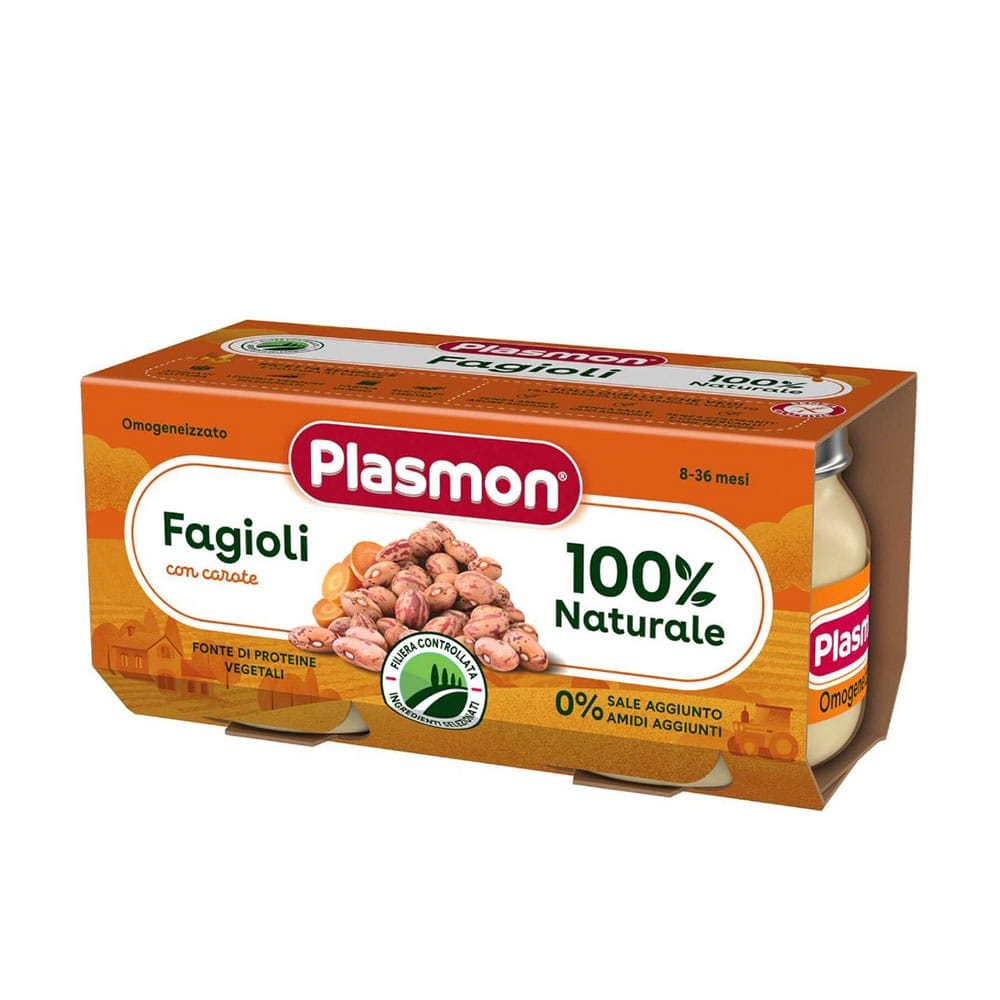 Plasmon Omogeneizzato Fagioli con Carote 8 Mesi - 2 x 80 gr - Vico Food Box