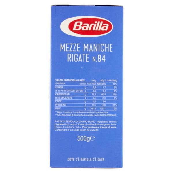 Barilla 84 Mezze Maniche Rigate - 500 gr