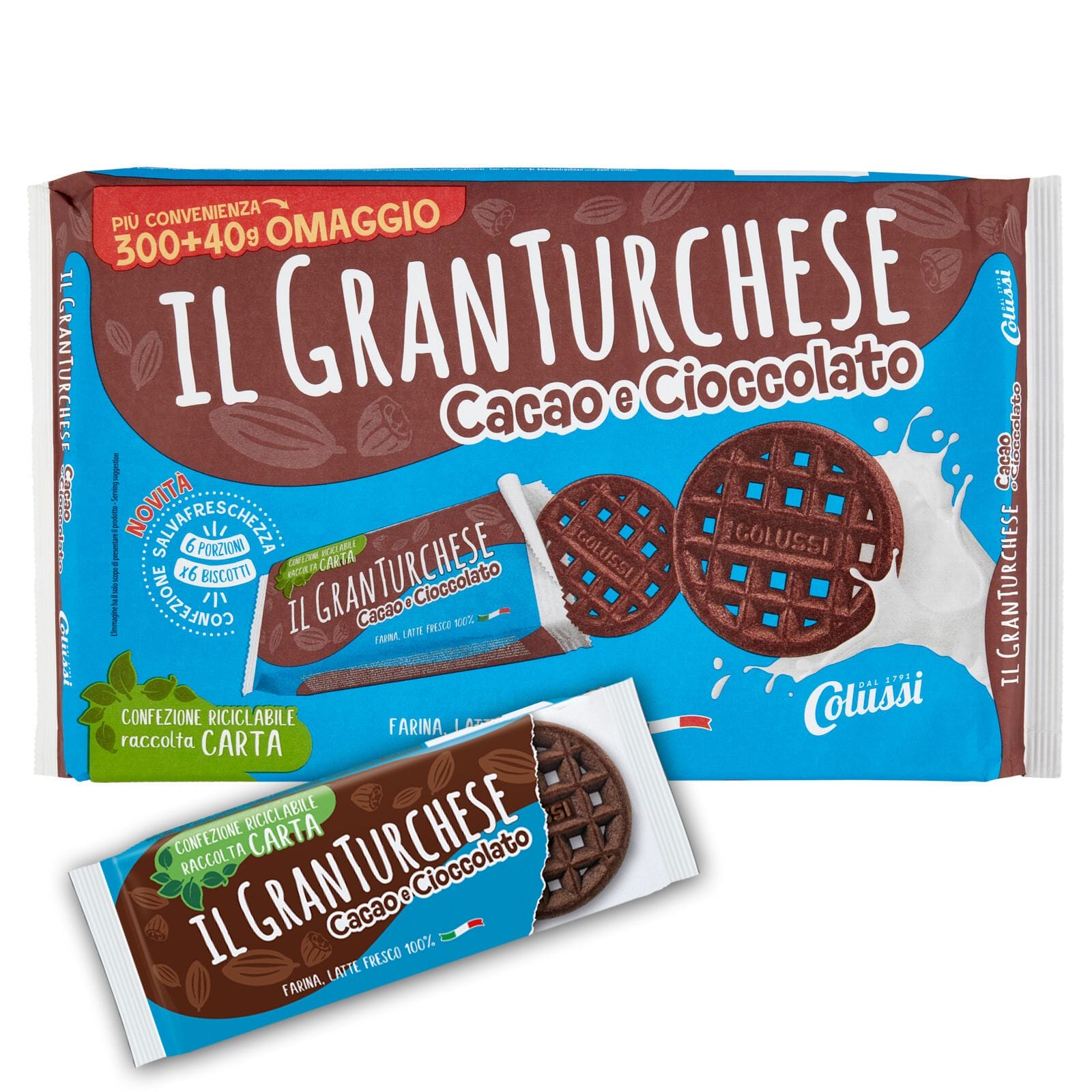 Colussi Biscotti Granturchese cacao e cioccolato - 340 gr